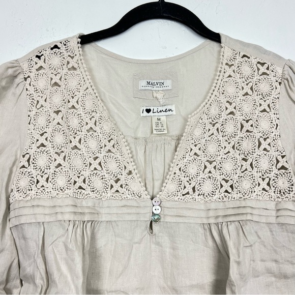 Malvin Hamburg Germany Linen Blouse M - Picture 4 of 8